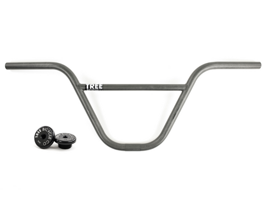 Tree Bicycle Co. Moto Bars & Thread In Bar Ends - 9.5” with a 4° upsweep (Raw)
